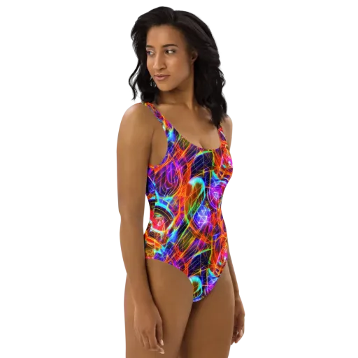 Fuchsia Current on a One-Piece Swimsuit