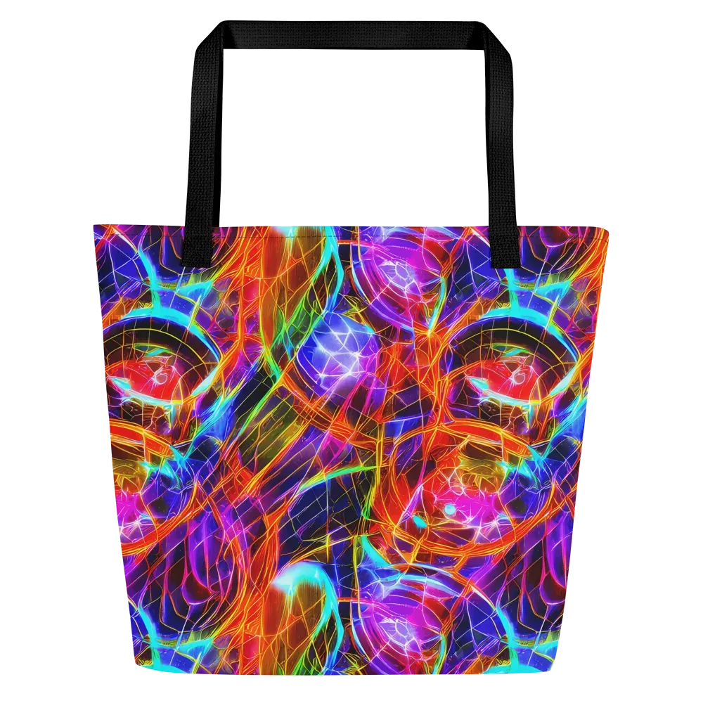 Fuchsia Current on Large Tote Bag W/ Pocket — Front