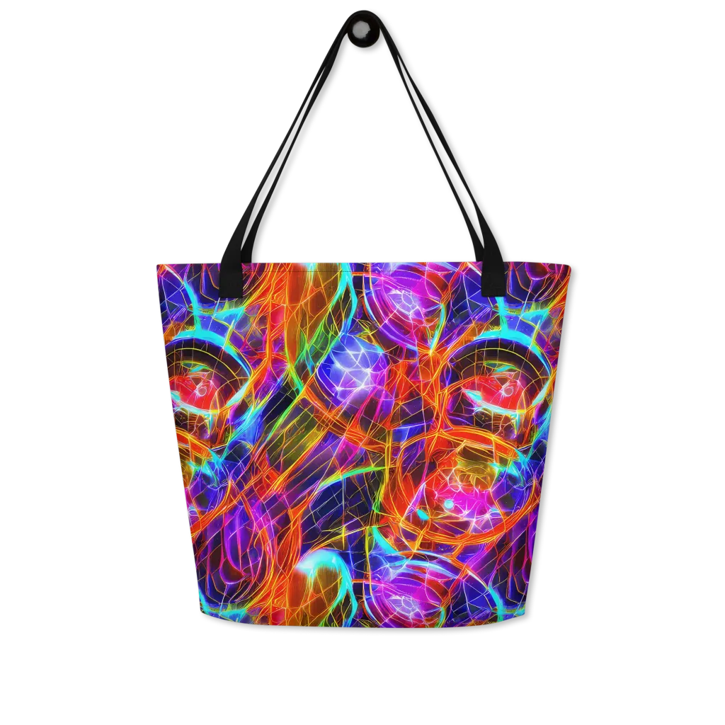 Fuchsia Current on Large Tote Bag W/ Pocket — Front