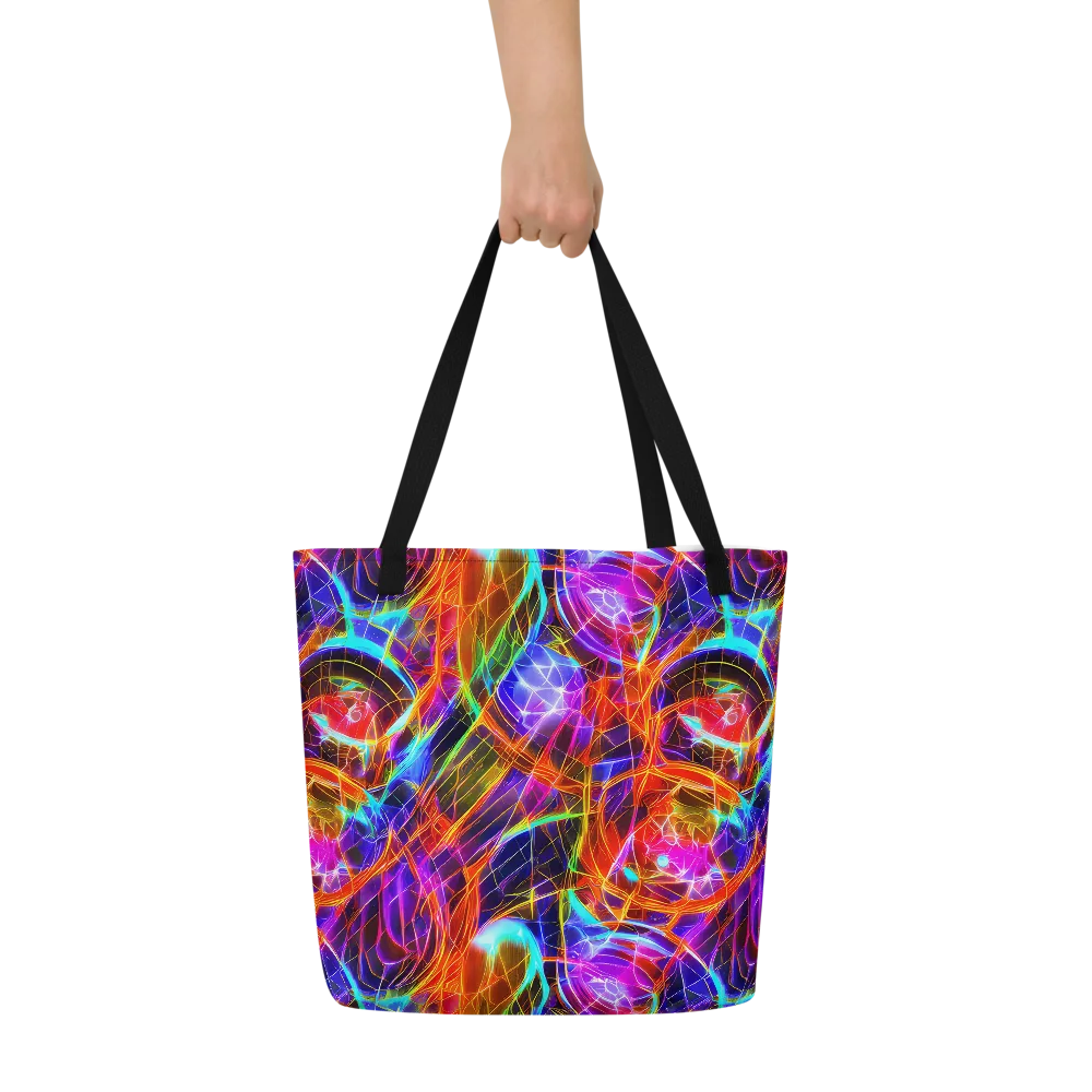 Fuchsia Current on Large Tote Bag W/ Pocket — Front
