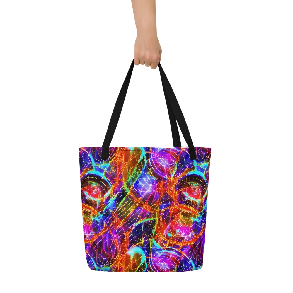 Fuchsia Current on Large Tote Bag W/ Pocket — Front