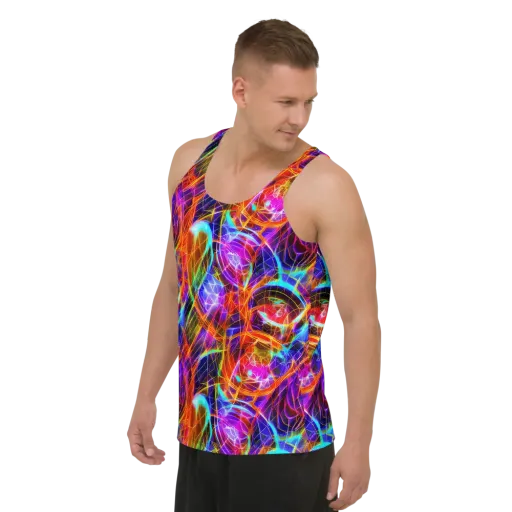 Fuchsia Current on a Men's Tank Top