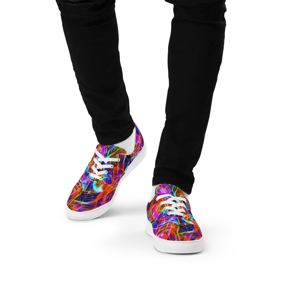 Fuchsia Current on Men's Lace-Up Canvas Shoes — Front
