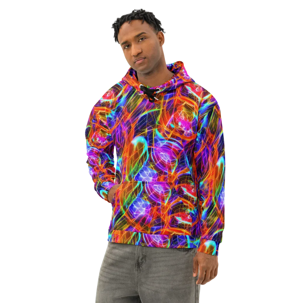 Fuchsia Current on Cotton Hoodie — Left Front