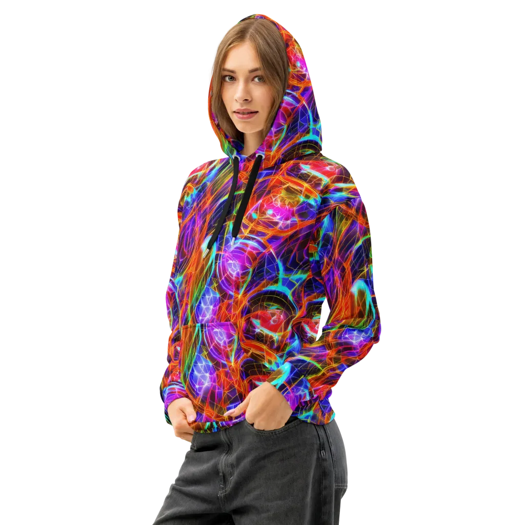 Fuchsia Current on Cotton Hoodie — Left Front