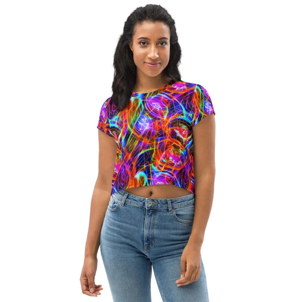 Fuchsia Current on Crop Tee — Front
