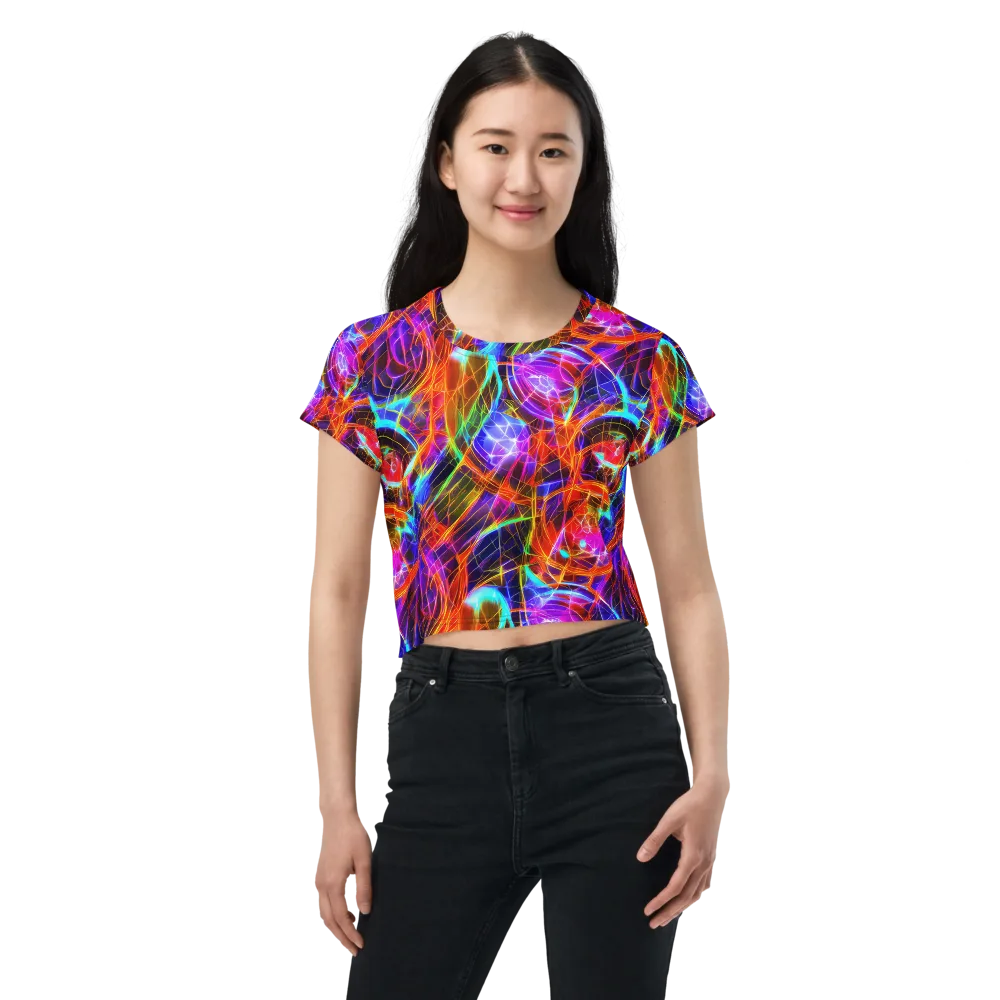 Fuchsia Current on Crop Tee — Front