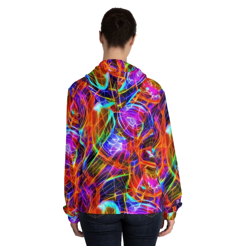 Fuchsia Current on Women's Full-Zip Hoodie — Back On Person