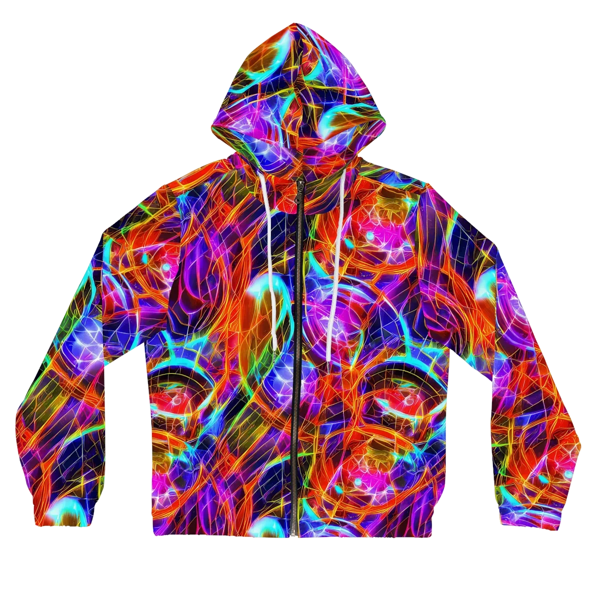 Fuchsia Current on Women's Full-Zip Hoodie — Front