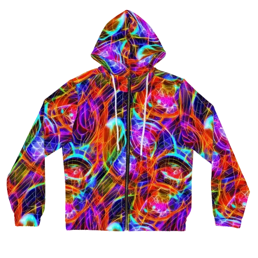 Fuchsia Current on a Women's Full-Zip Hoodie
