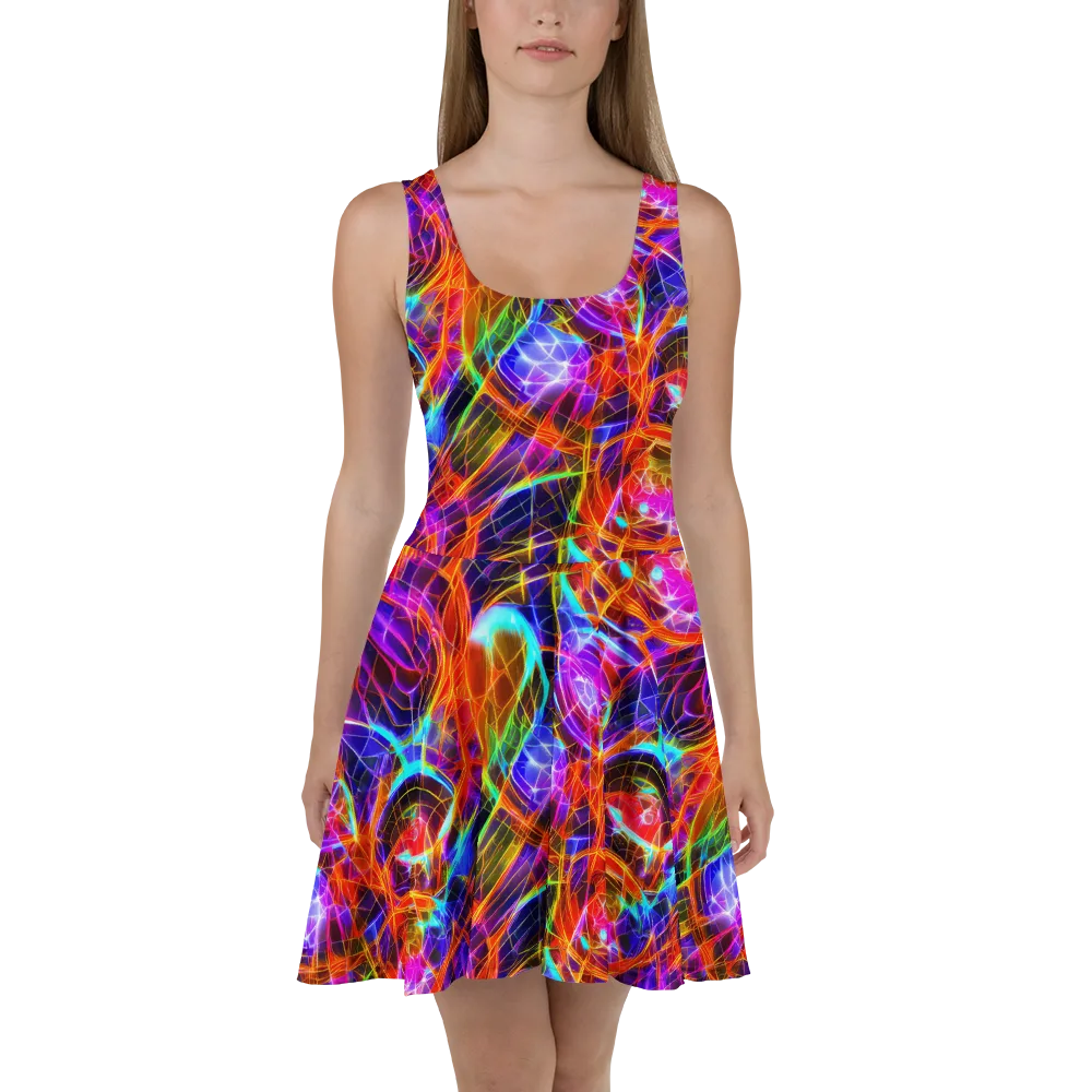 Fuchsia Current on Skater Dress — Front
