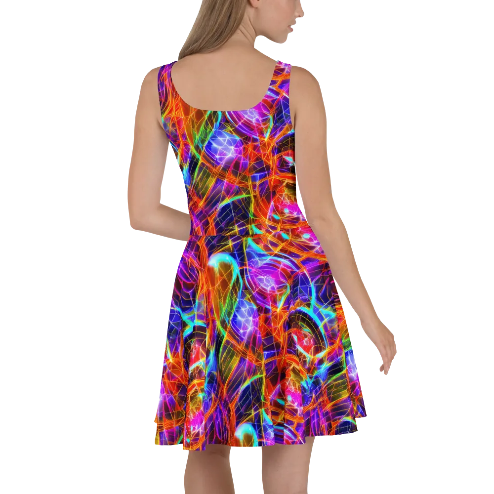Fuchsia Current on Skater Dress — Back