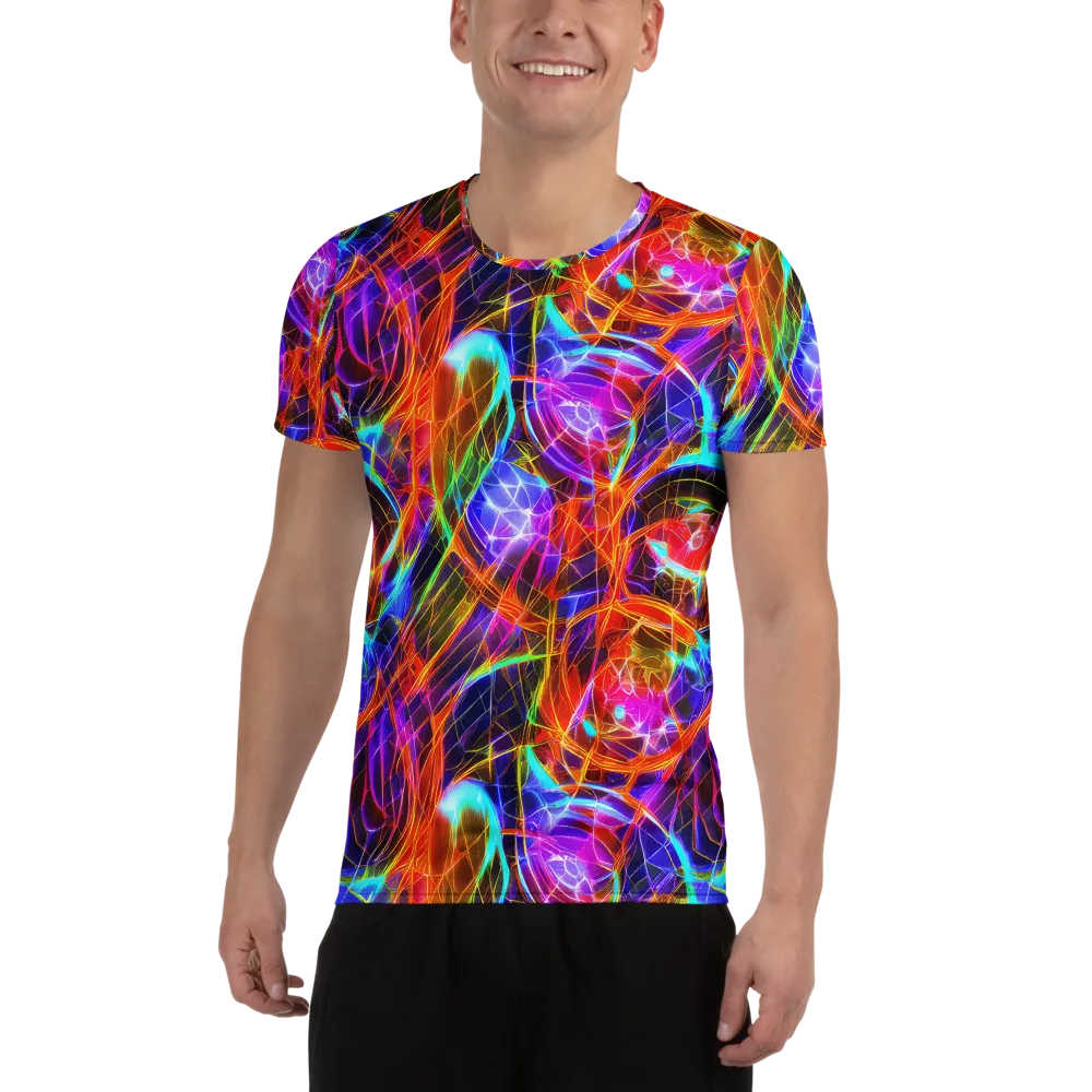 Fuchsia Current on Men's Athletic T-Shirt — Front