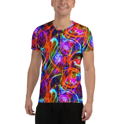 Fuchsia Current on a Men's Athletic T-Shirt