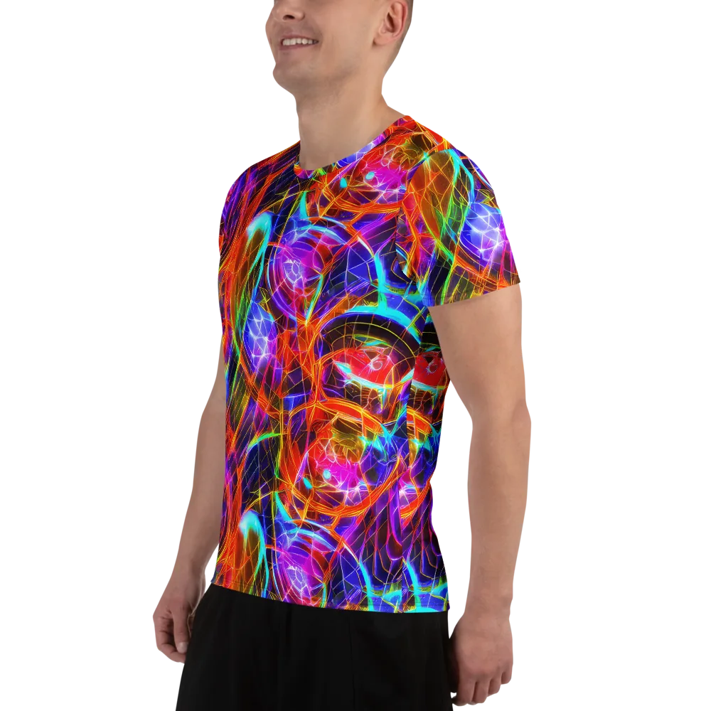 Fuchsia Current on Men's Athletic T-Shirt — Left
