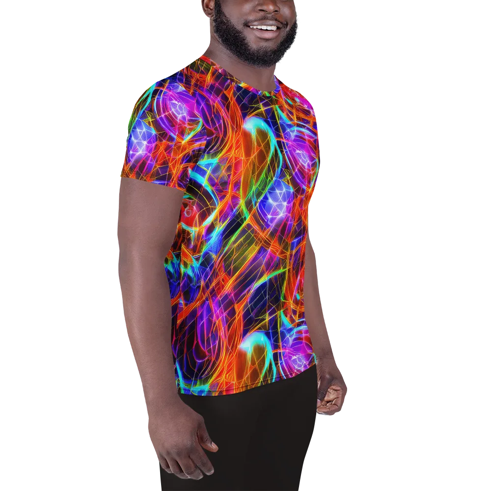 Fuchsia Current on Men's Athletic T-Shirt — Right