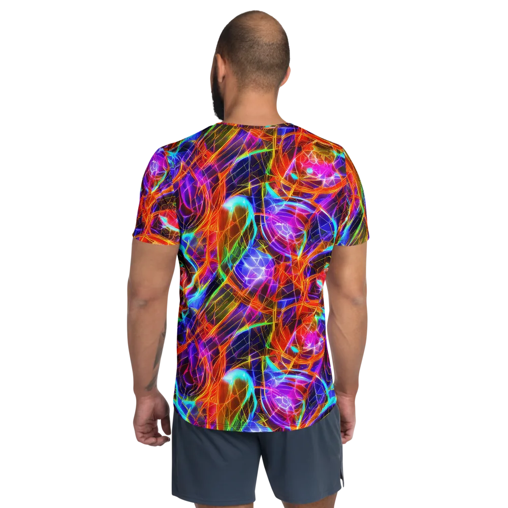 Fuchsia Current on Men's Athletic T-Shirt — Back