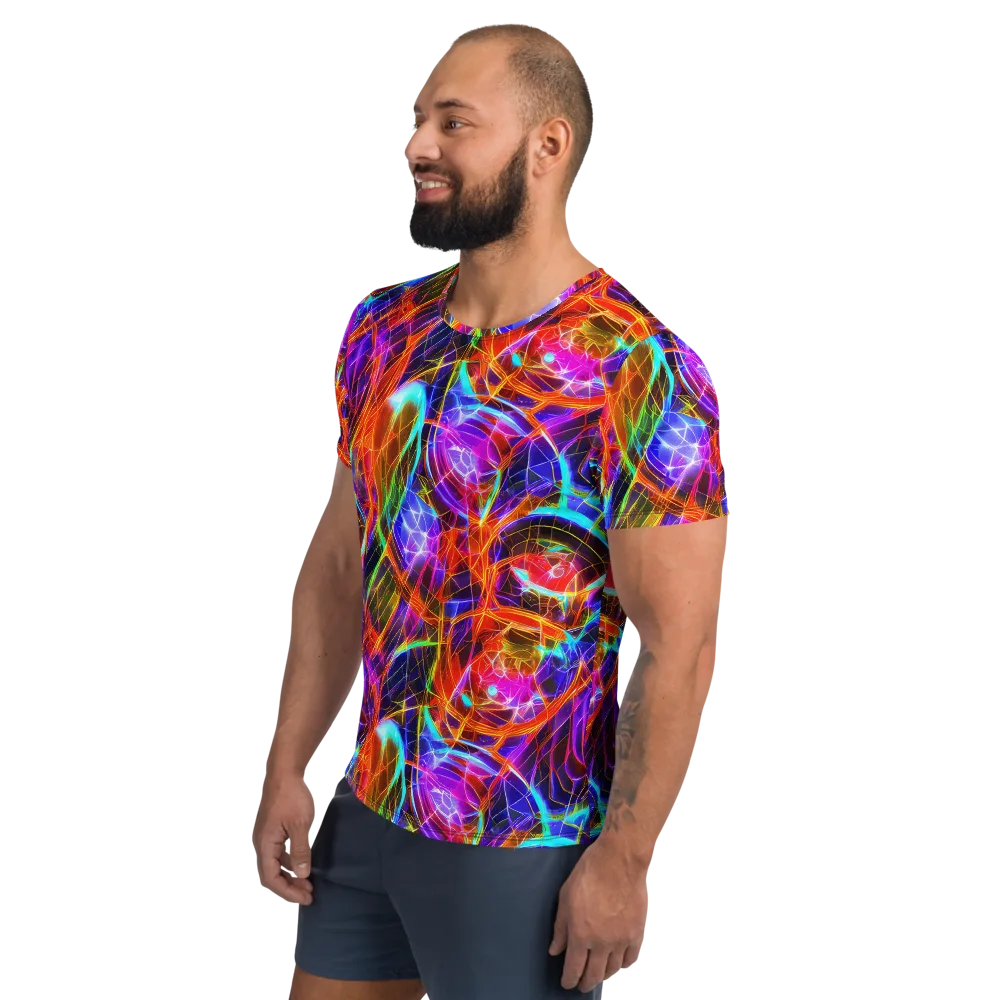 Fuchsia Current on Men's Athletic T-Shirt — Left