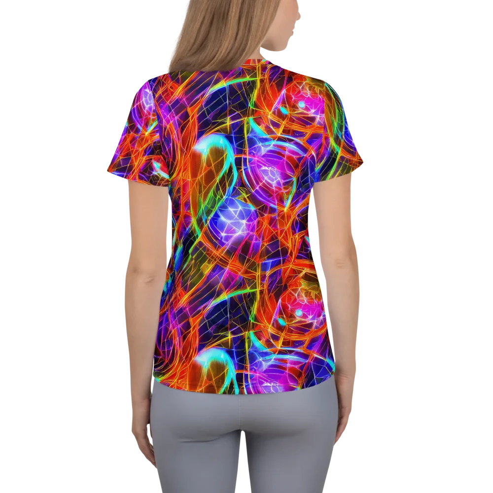 Fuchsia Current on Women's Athletic T-Shirt — Back