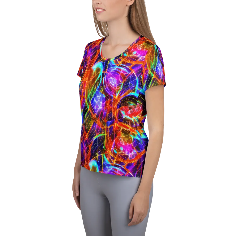 Fuchsia Current on Women's Athletic T-Shirt — Left