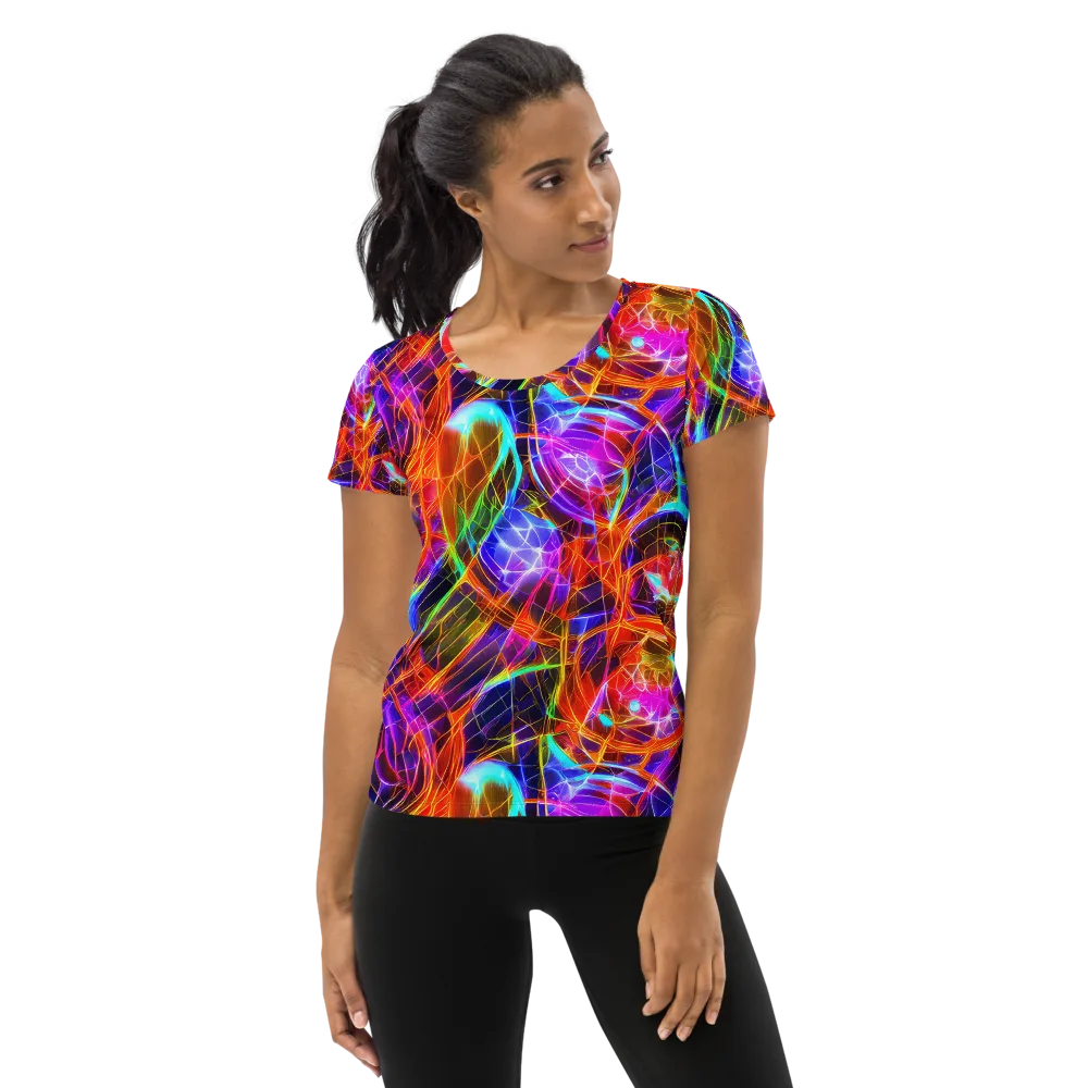Fuchsia Current on Women's Athletic T-Shirt — Front