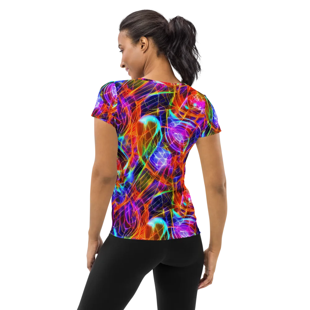 Fuchsia Current on Women's Athletic T-Shirt — Back