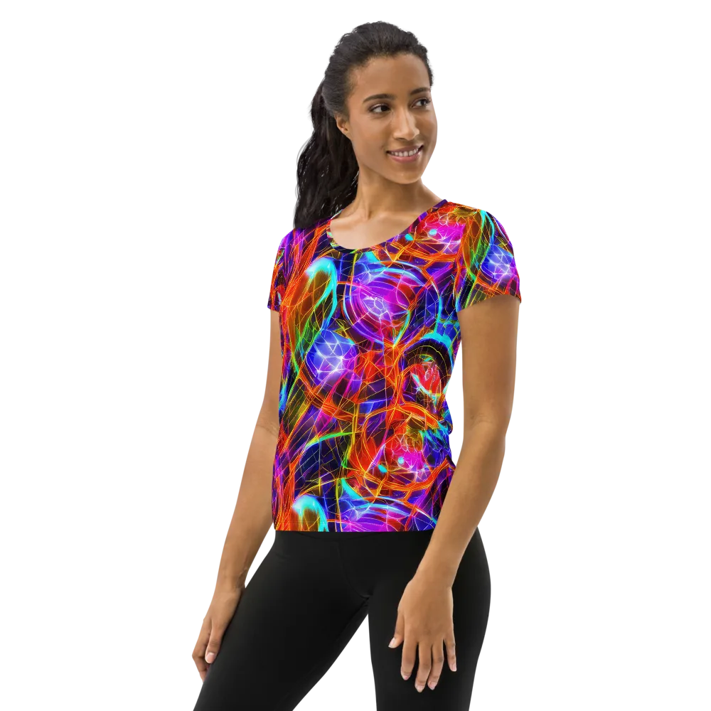 Fuchsia Current on Women's Athletic T-Shirt — Left