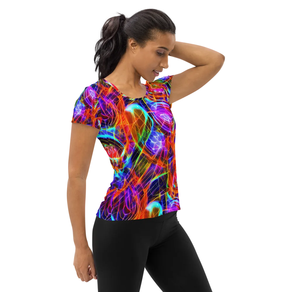Fuchsia Current on Women's Athletic T-Shirt — Right