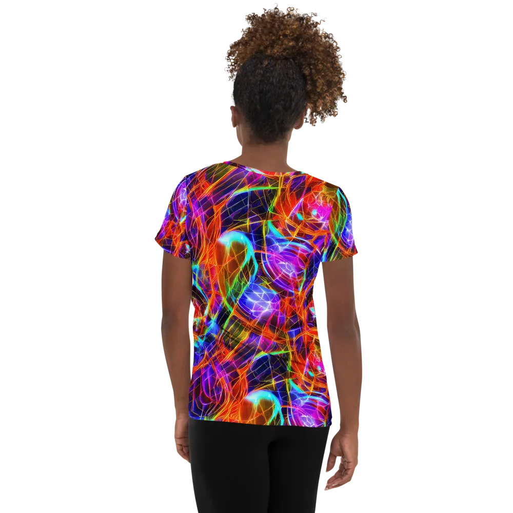 Fuchsia Current on Women's Athletic T-Shirt — Back