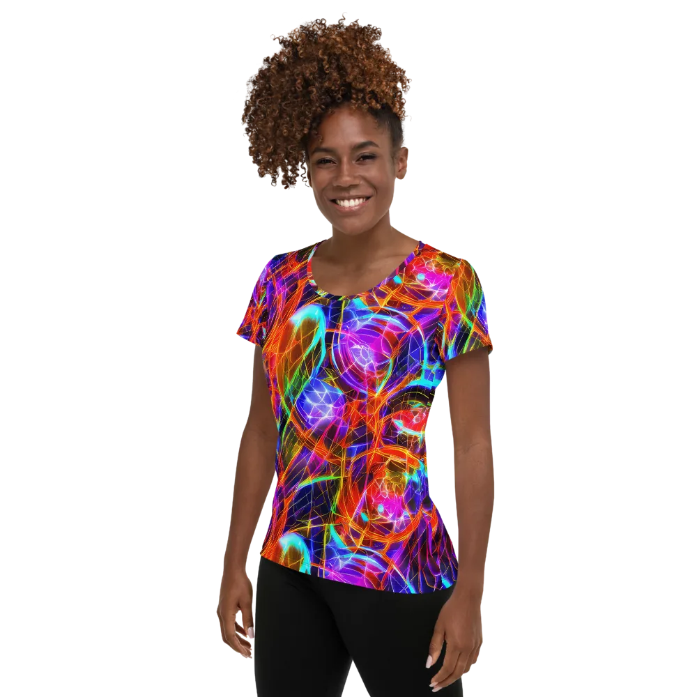 Fuchsia Current on Women's Athletic T-Shirt — Left