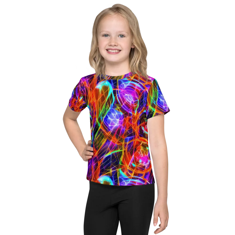 Fuchsia Current on Kids Crew Neck T-Shirt — Front