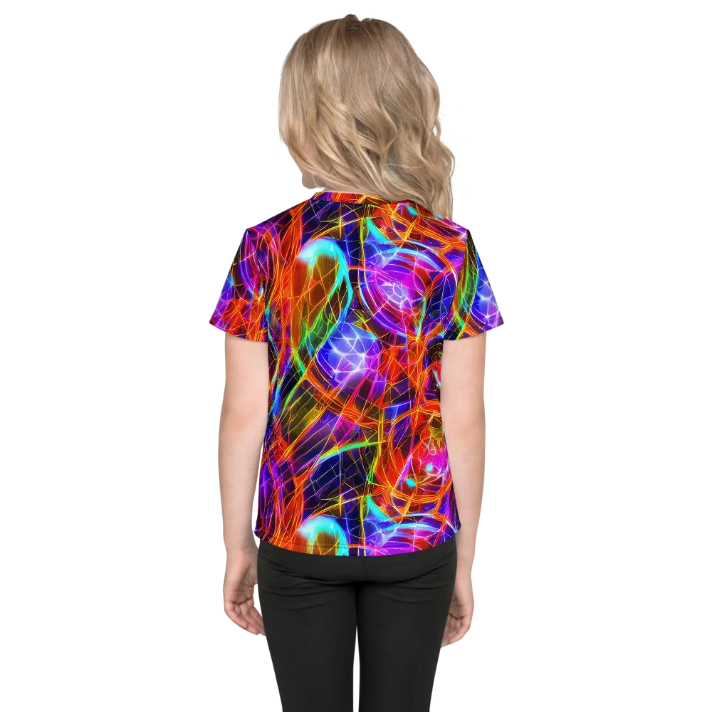 Fuchsia Current on Kids Crew Neck T-Shirt — Back