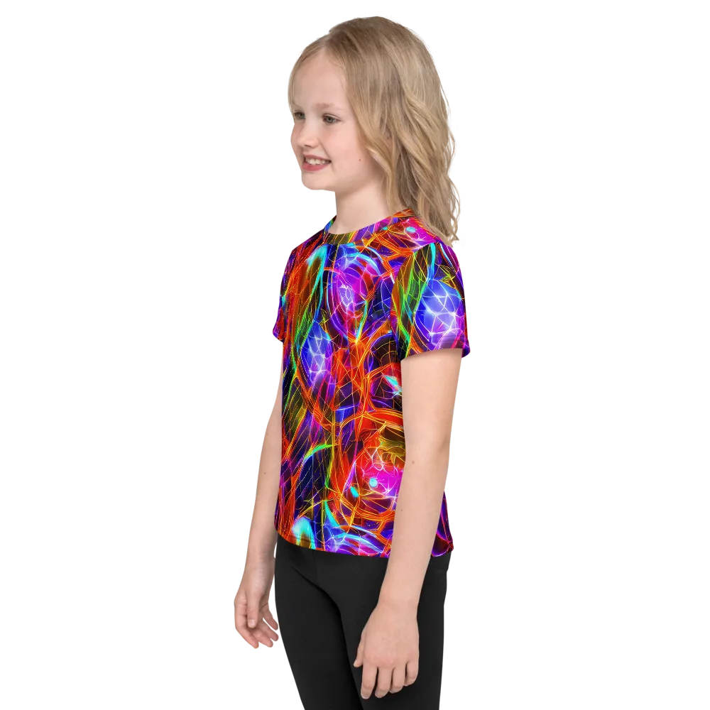 Fuchsia Current on Kids Crew Neck T-Shirt — Left