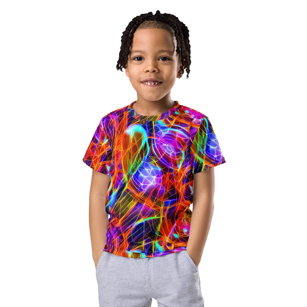 Fuchsia Current on Kids Crew Neck T-Shirt — Front