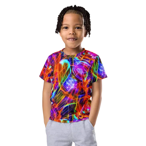 Fuchsia Current on a Kids Crew Neck T-Shirt