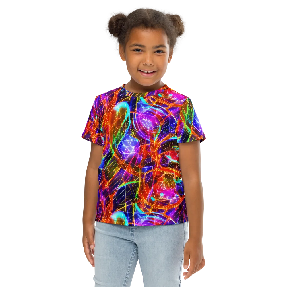 Fuchsia Current on Kids Crew Neck T-Shirt — Front
