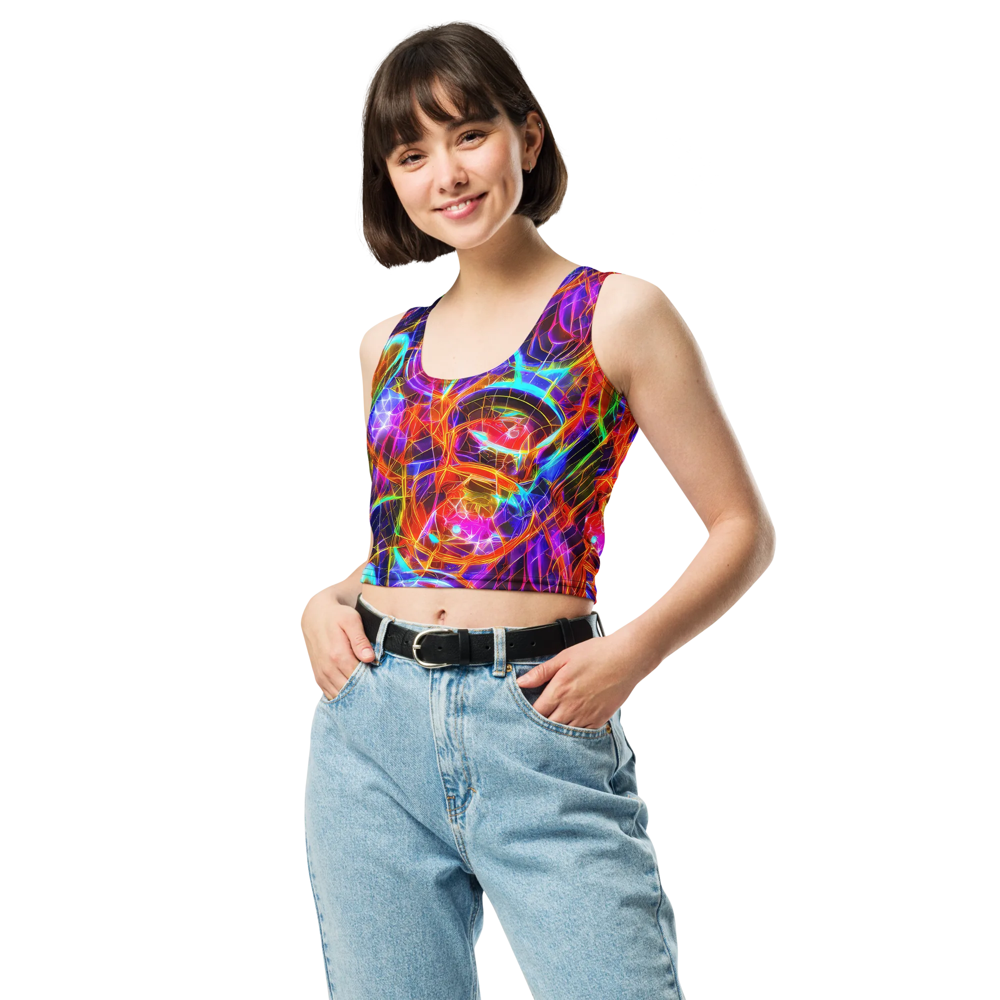 Fuchsia Current on Crop Top — Front