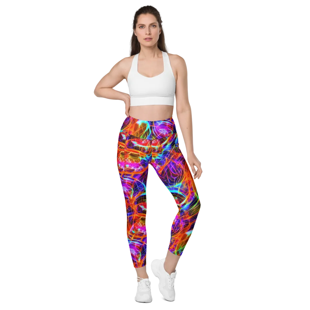 Fuchsia Current on Leggings with Pockets — Front