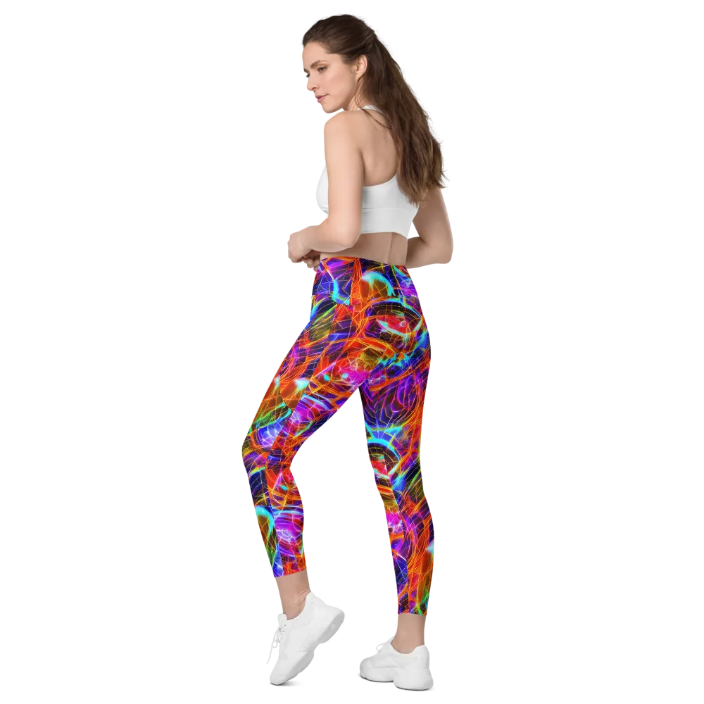 Fuchsia Current on Leggings with Pockets — Left Back
