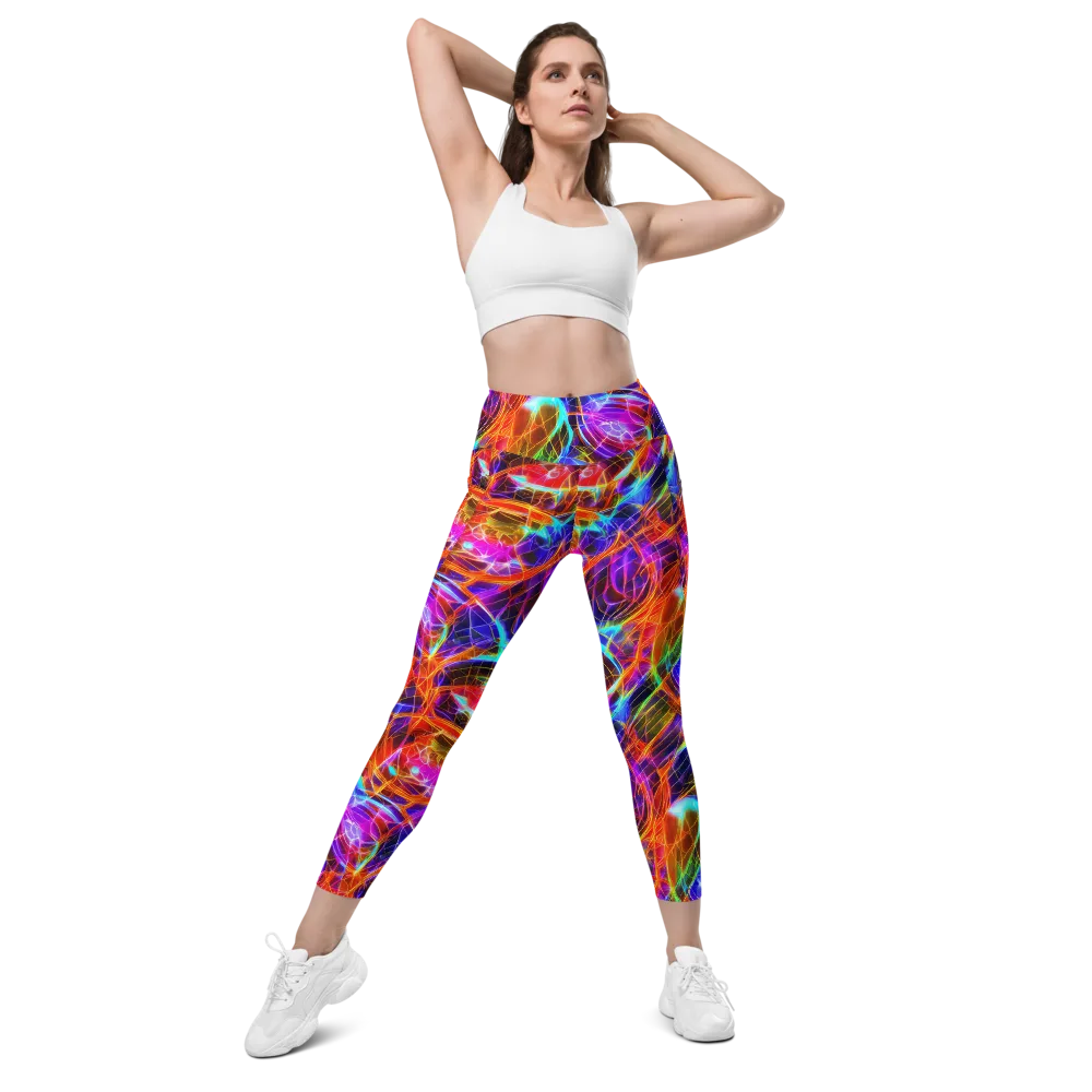 Fuchsia Current on Leggings with Pockets — Front
