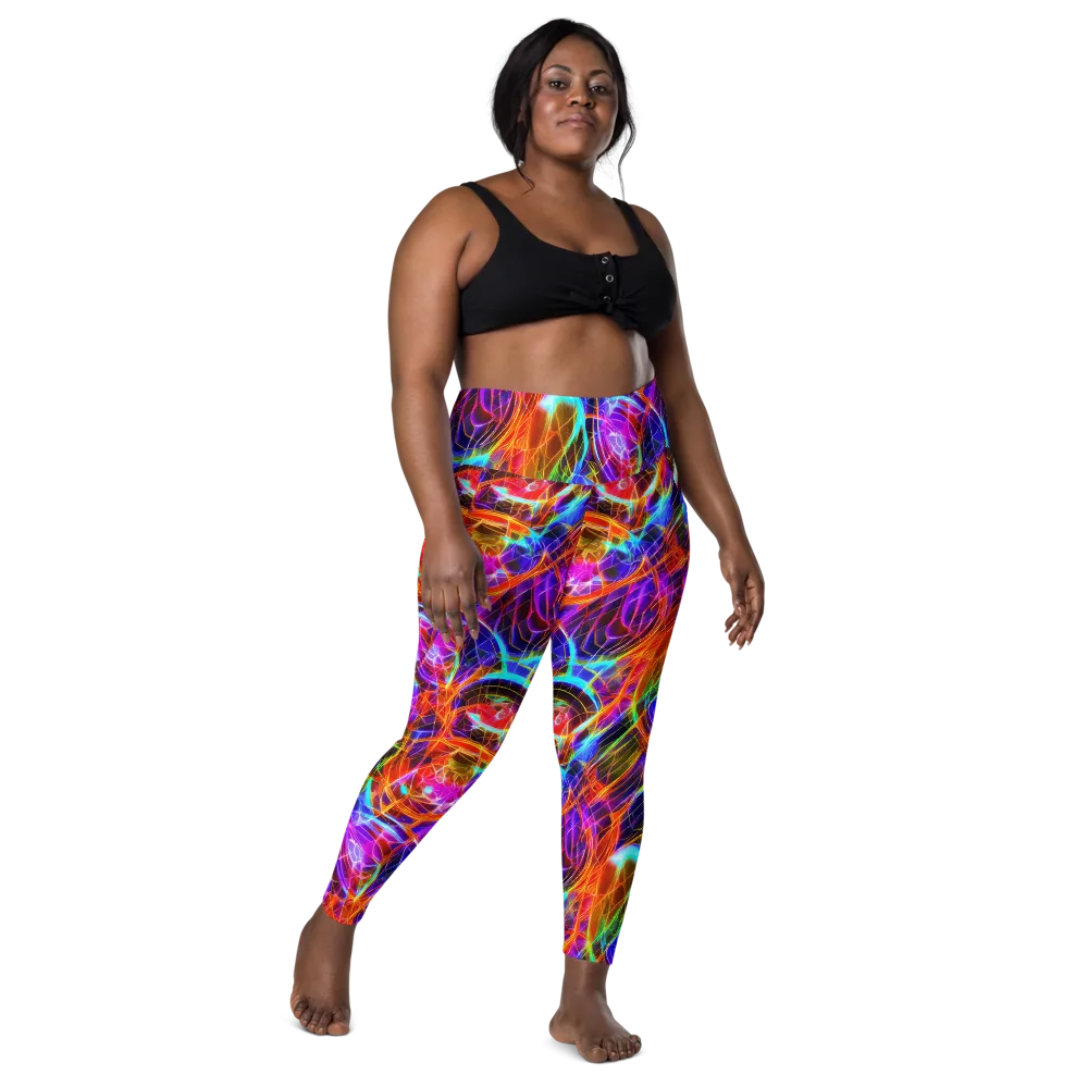 Fuchsia Current on Leggings with Pockets — Front