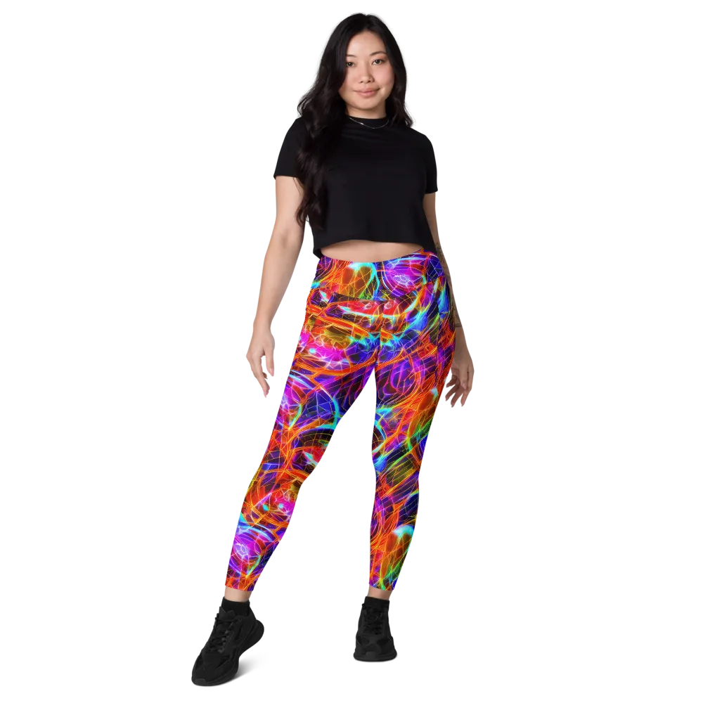 Fuchsia Current on Leggings with Pockets — Front