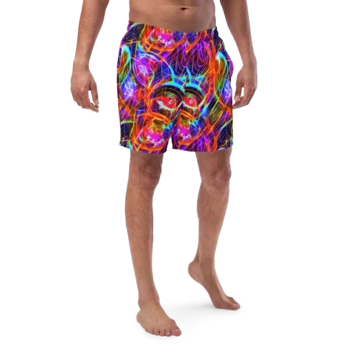 Fuchsia Current on a Swim Trunks