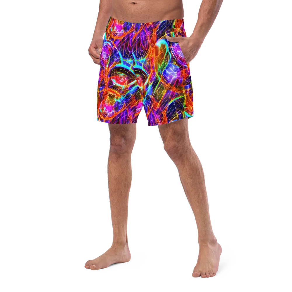 Fuchsia Current on Swim Trunks — Left Front