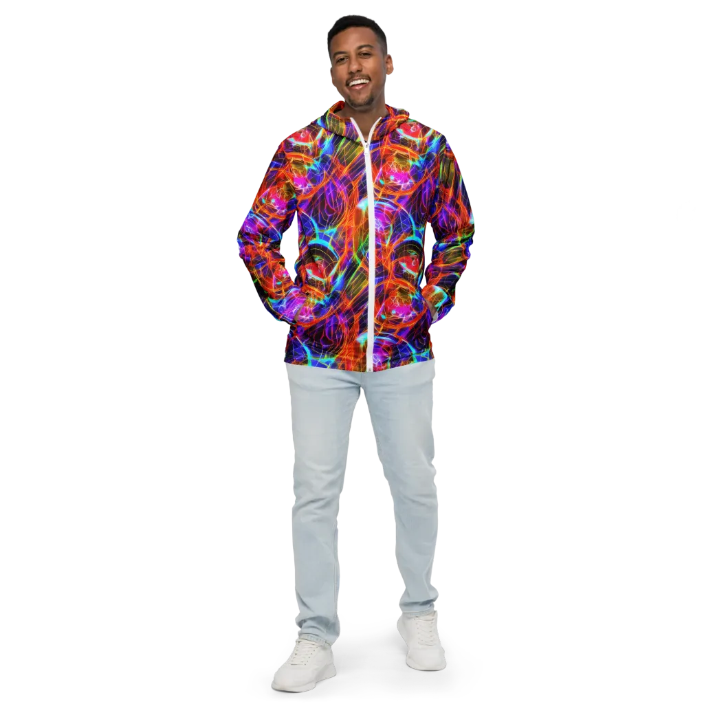 Fuchsia Current on Men's Windbreaker — Front