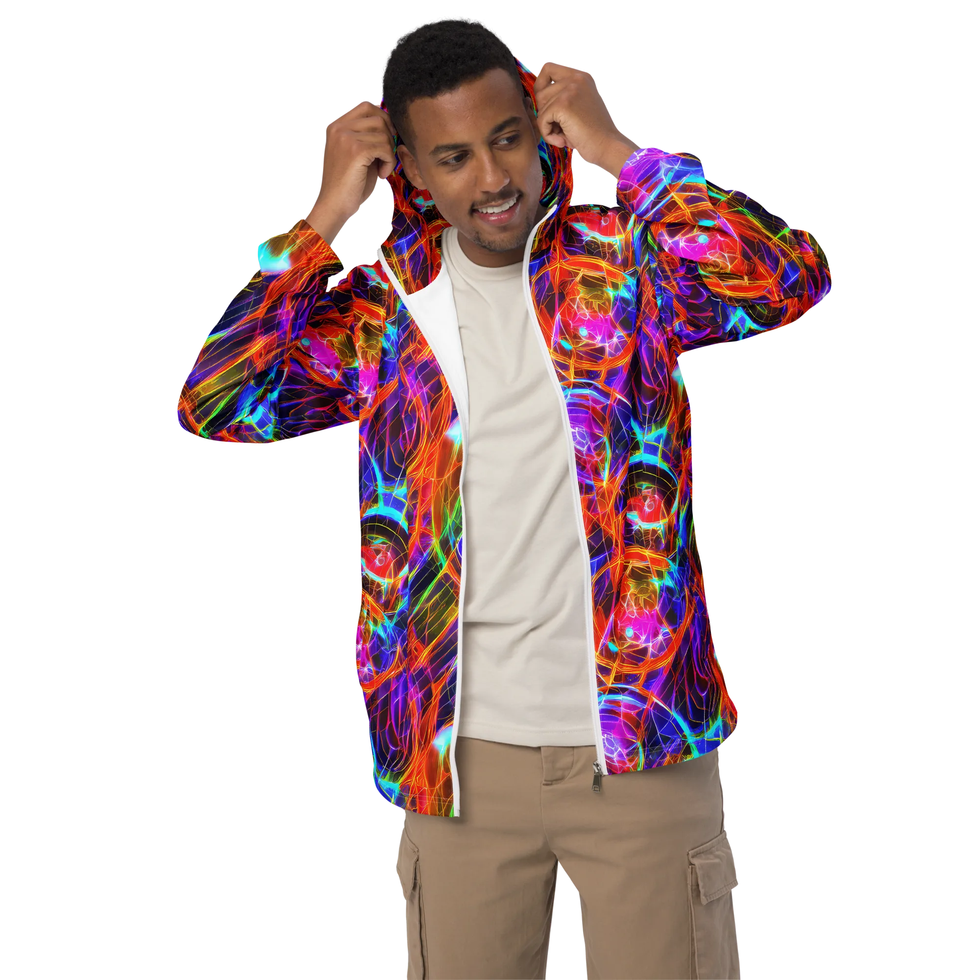 Fuchsia Current on Men's Windbreaker — Front
