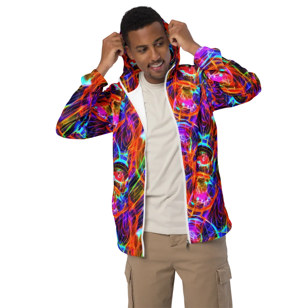 Fuchsia Current on Men's Windbreaker — Front