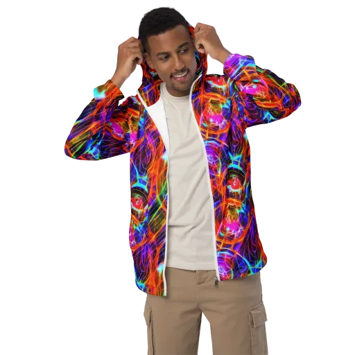 Fuchsia Current on a Men's Windbreaker