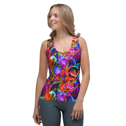 Fuchsia Current on a Women's Tank Top