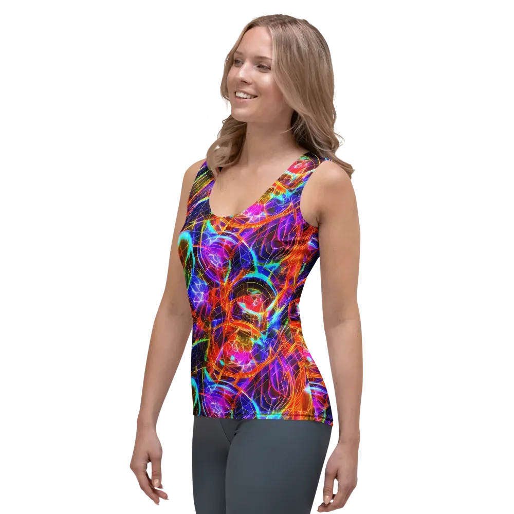 Fuchsia Current on Women's Tank Top — Left Front